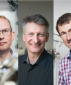 Professor Jeppe Vang Lauritsen, Professor Kurt Gothelf, and Professor Torben René Jensen have been granted a Villum Experiment Grant of DKK 2 million. (Photos: Lars Kruse and Maria Randima, AU Photo)