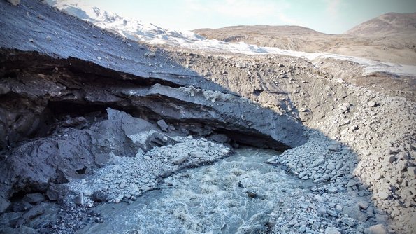 Sampling location of subglacial discharge (Photo: Henry Henson) ©