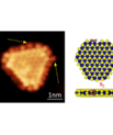 New work from Jeppe Vang Lauritsens research group shows that some reactant molecules can adsorb on vacancy sites on a MoS2 nanoparticle, despite being too big to fit in such a site. (Graphics: Jeppe Vang Lauritsen)